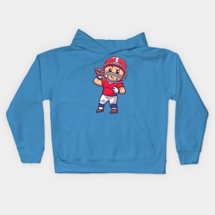 Cute Rugby Player Hold Rugby Ball Cartoon Kids Hoodie
